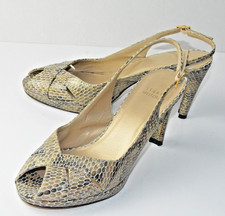 Stuart Weitzman Snake Skin Sling Back Peep Toe Pumps Heels Size 8