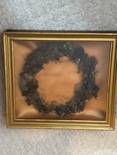Antique Victorian MOURNING MEMORIAL REAL HAIR WREATH Parts DIY