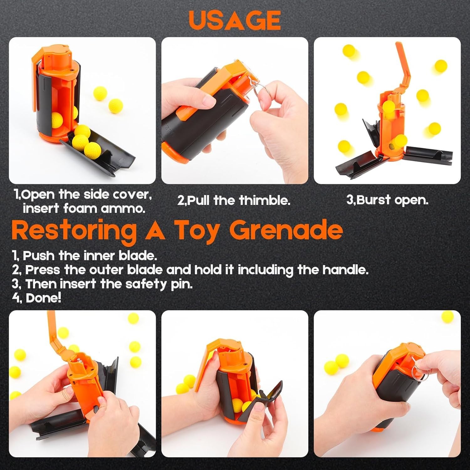 Lightweight Plastic Toy Grenade for CS Battle – Includes Foam Balls & Storage