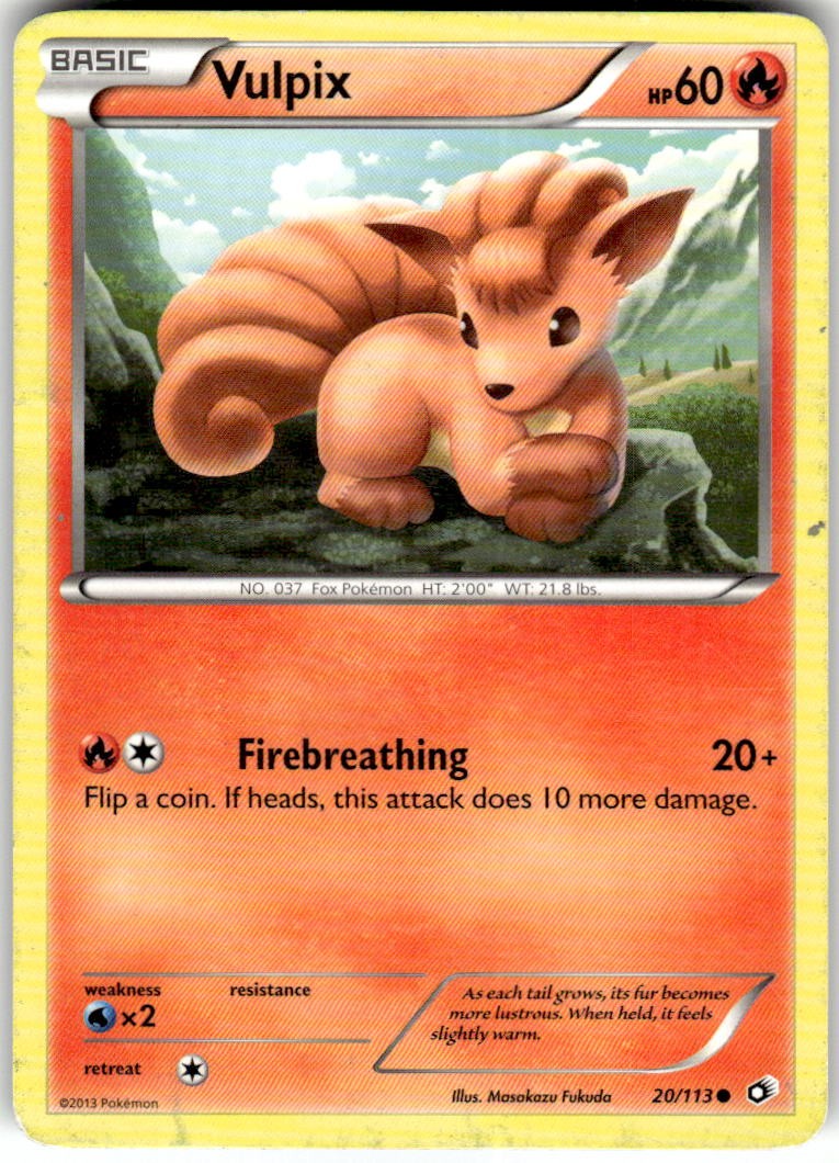 Vulpix 20/113 Common Legendary Treasures Pokemon Moderately Played