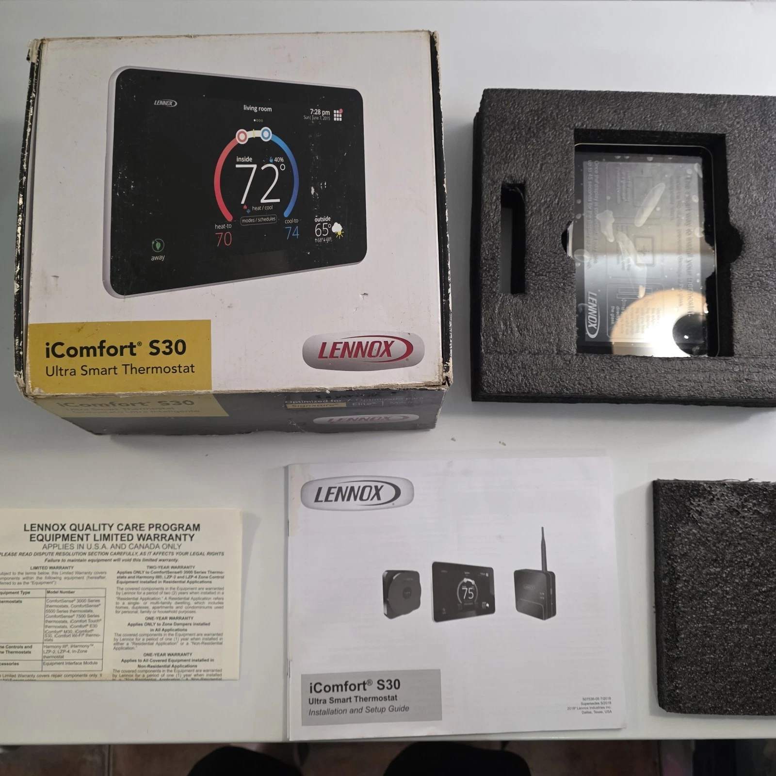 Lennox iComfort S30 7" HD WiFi Ultra Smart Thermostat 17H17 w/Smart Hub 15X98