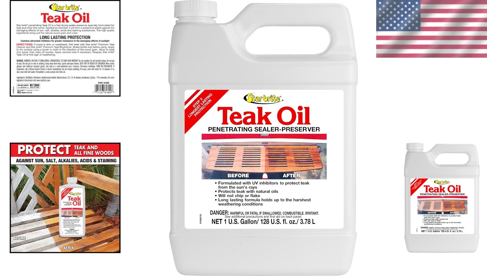 1 Gallon Marine Grade Teak Oil - UV-Resistant Wood Sealer for Boats & Furniture