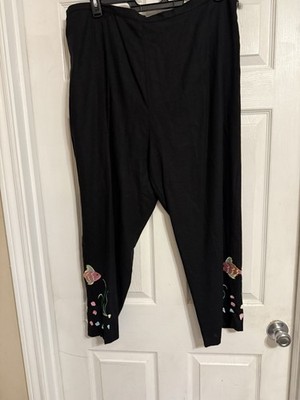 akc pants 1x black with fish embroidered on bottom 