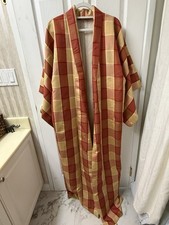 Vintage Mens Striped Kimono Robe Probably Silk Full Length Yellow Orange 62 in