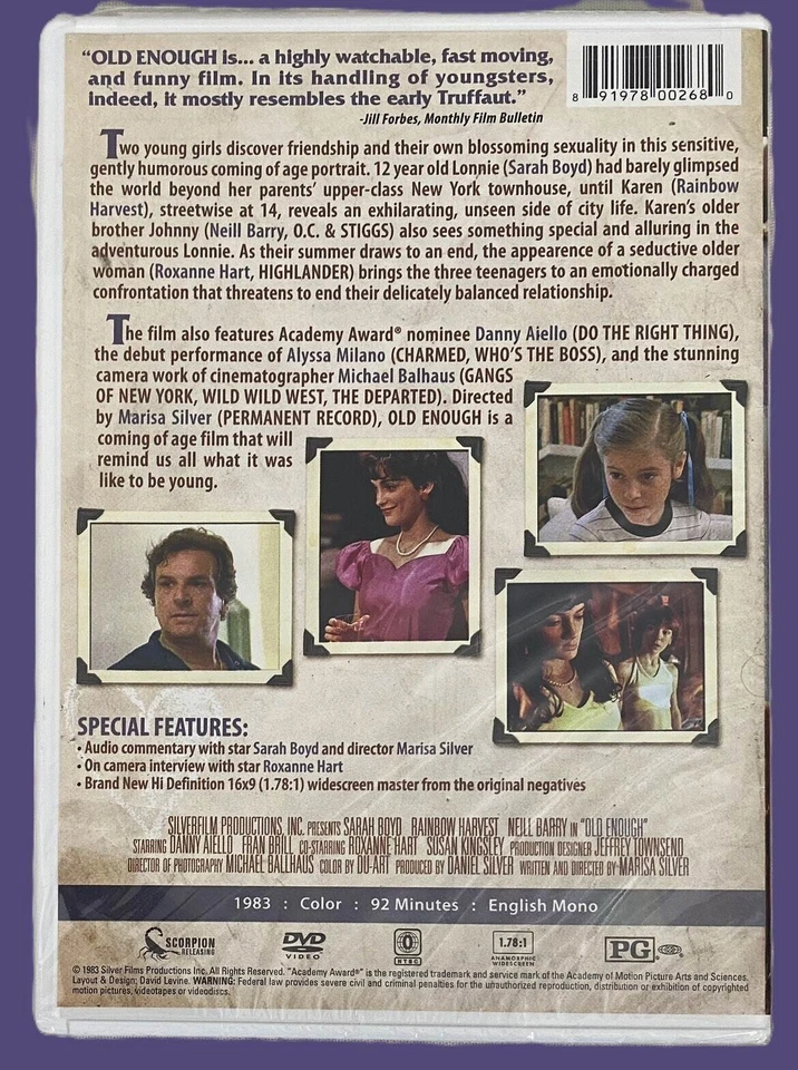 NEW RARE OOP SCORPION SARAH BOYD ALYSSA MILANO OLD ENOUGH MOVIE DVD 1983 - Image 2 of 2