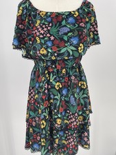 NWT Alice + Olivia Chelsea Wildflower Tiered Ruffled Off Shoulder Dress Size 4