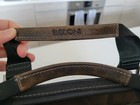 Boconi Garth Slim Leather Briefcase Zipster Black with Brown accents — photo 7