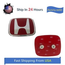 R - Front Rear Emblem 2006-2011 For Honda Civic 2dr Coupe Jdm Red H Type Ex Si