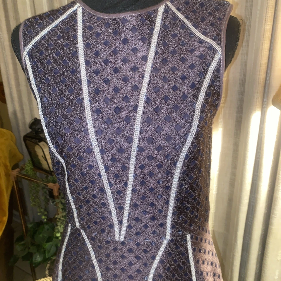 Vestido sin mangas Cynthia Rowley ciruela crochet incorporado talla 10 Foto 3 de 4