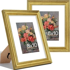 Rustic Gold 8X10 Picture Frames Set of 2, Vintage Wall/Tabletop Display