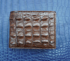 Double Side Brown Real Crocodile Hornback Skin Leather Men's Bifold Wallet  B27