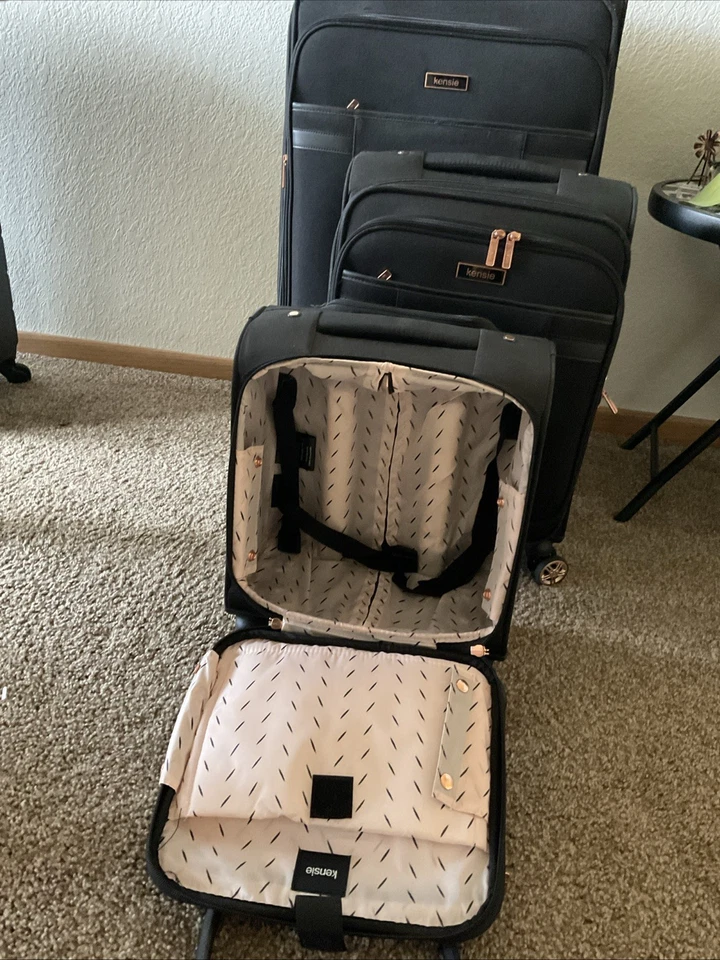 Kensie Hudson Softside Juego de Equipaje Giratorio 3 Piezas, NEGRO Foto 2 de 4