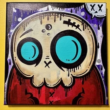 ORIGINAL Graffiti Art 8x8 Pop CANVAS PAINTING Wall Decor Hand Painted Ghostgrl