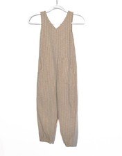 Art Class Size M(7/8) Striped Beige Sleeveless Jumpsuit W/ V-Neckline & Front