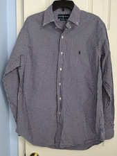 Ralph Lauren Men s Classic Fit Purple Check Long Sleeve Button Up Shirt 16 L
