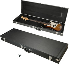 Electric Bass Guitar Hard Case Wooden Hard Shell Black Carrying Case Lockable wi