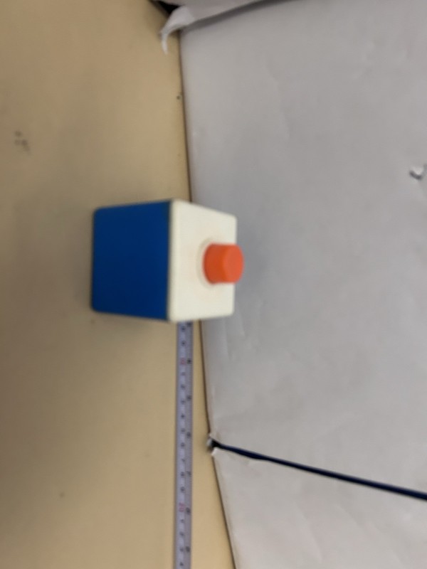 VTG Square Kids Toy Orange Button Blue box white lid unbranded used