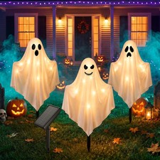 Solar Halloween Decorations Outdoor: 3 Pack Ghost Decor Halloween Lights
