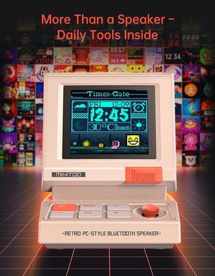 Divoom MiniToo Retro Computer Speaker - Pixel Art LED Display - Mechanical Keys