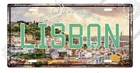 Vintage Portugal Lisbon Skyline License Plate Metal Tin Sign Travel Garage Decor