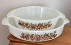 Vintage Fire King Harvest Vegetable Casserole Bowls  Dish  1-Quart And 9 Inches