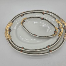 3 Antique  Limoges porcelain marked Serving Platers Rare floral decor 