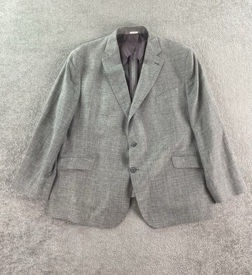 Joseph Abboud Sport Coat 54 R Gray Wool Linen Hopsack Heritaget Guabello Italy