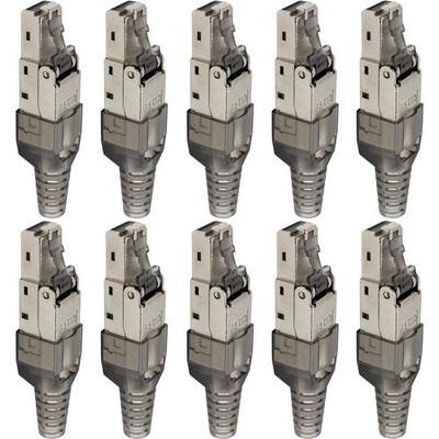 10x Netzwerkstecker werkzeuglos RJ45 Metall Stecker CAT6A LAN vergoldete Kontakt
