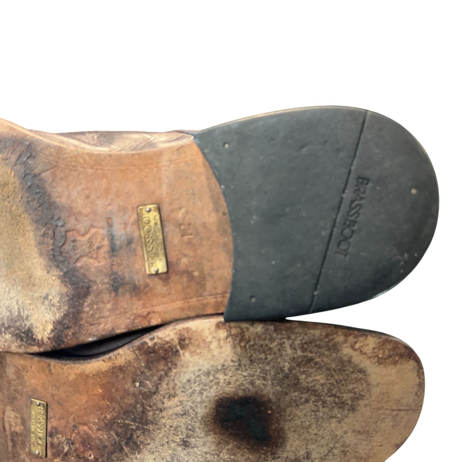 Brass Boot Brown Leather Split Apron Toe Derby Sh… - image 12