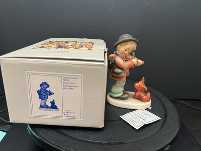 VTG Hummel Goebel Puppy Love Figurine W/Boy Playing Violin with Dog W. Germany#1