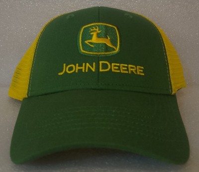Brand New John Deere Snapback Green/Yellow Mesh Trucker Hat NWT