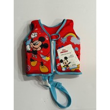 Disney Mickey Mouse Fabric Swim Vest Kids Red Blue Size S/M Ages 1 Up to 40 lbs