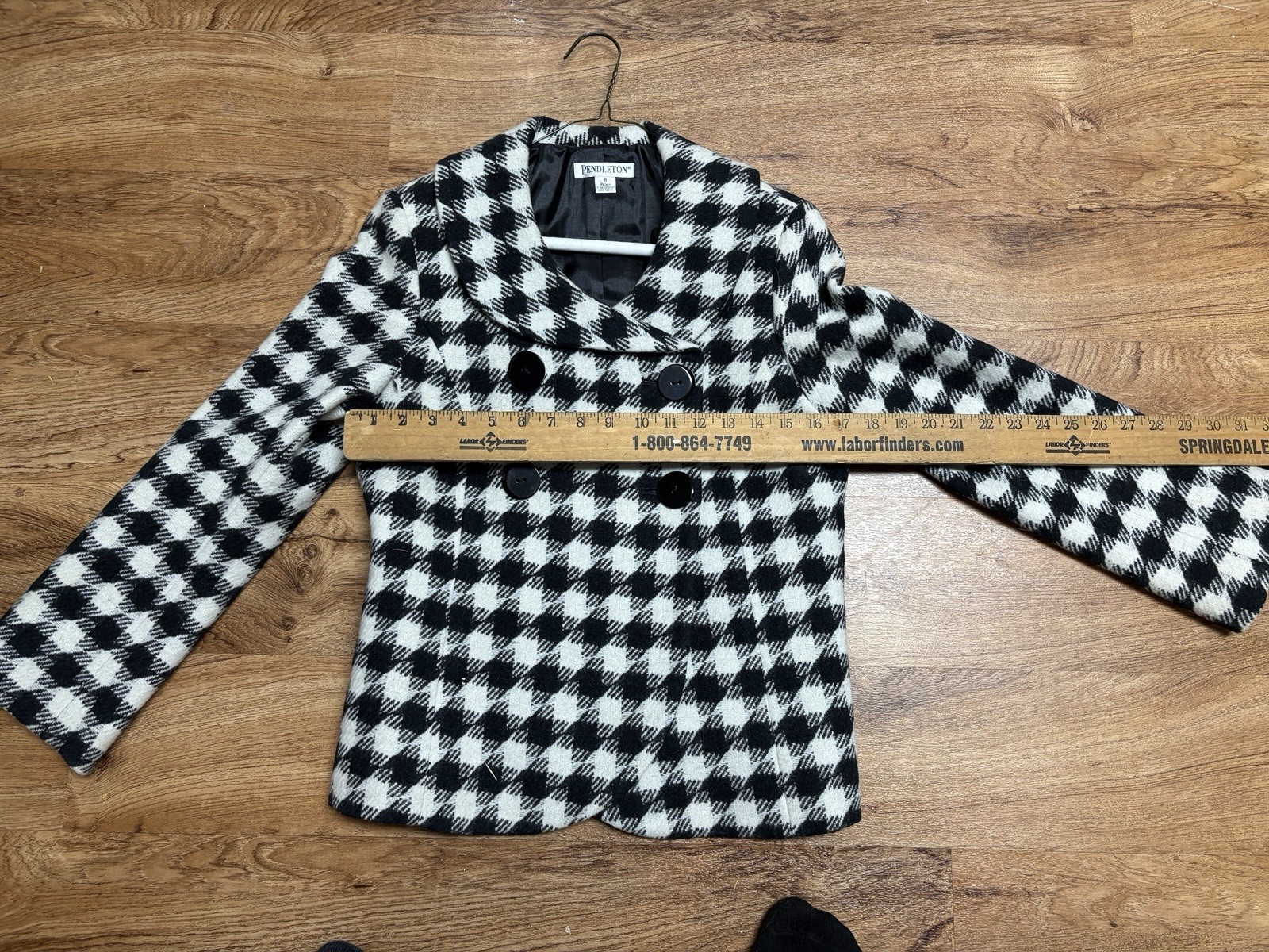 Pendleton Houndstooth Jacket Wool Black & White W… - image 14