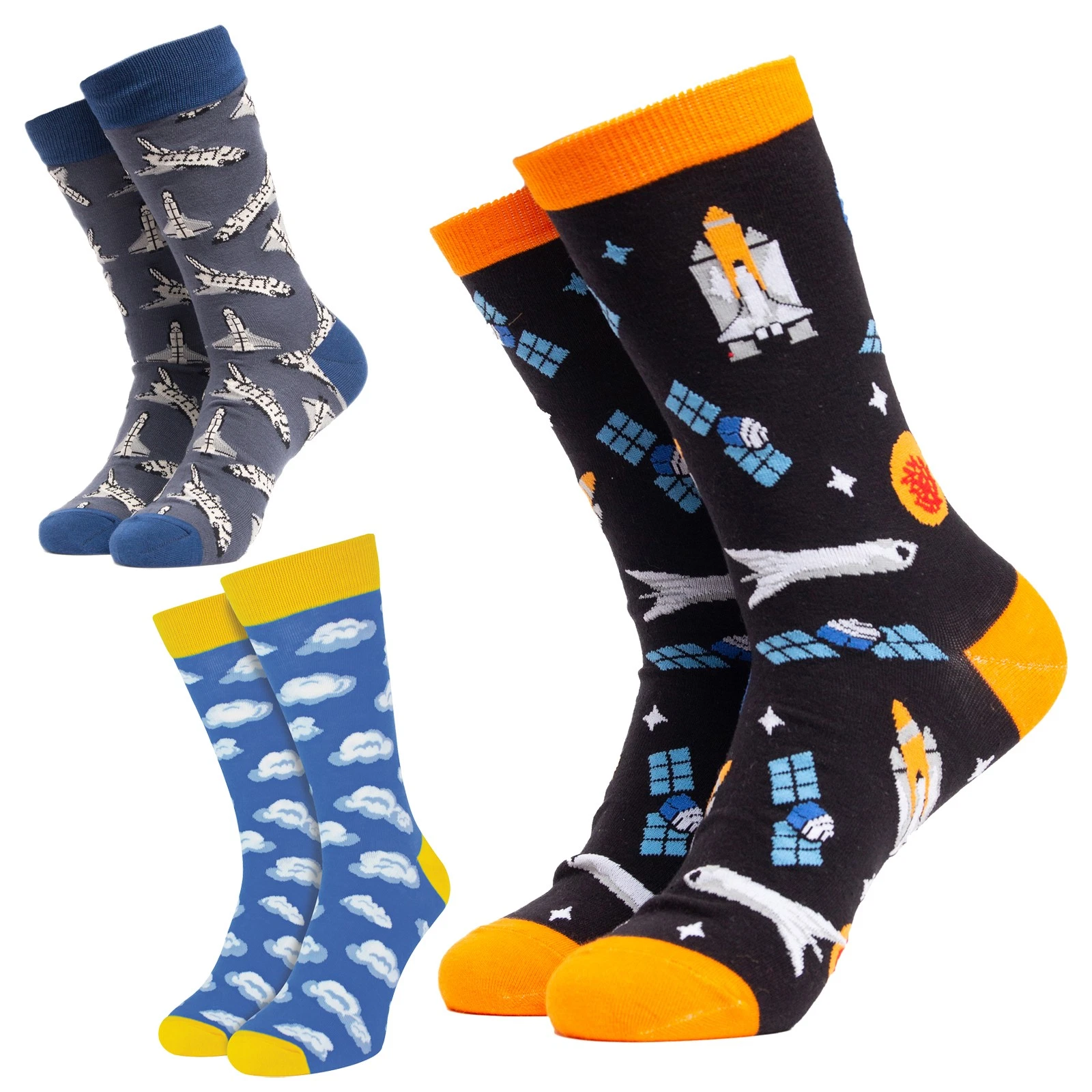 Mens Space Socks by Soctopus Soft Cotton Patterned Novelty Gift Socks