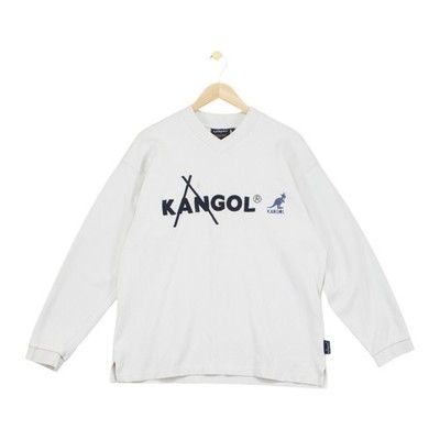 Vintage Kangol Sweatshirt Herren Größe L Creme V-Ausschnitt Spruch
