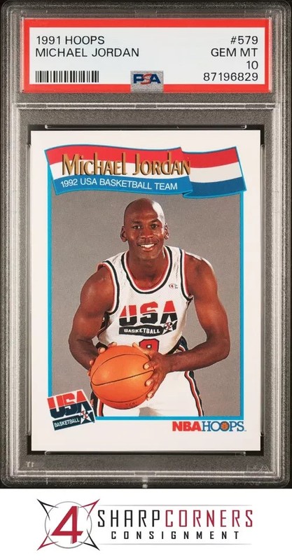 1991 HOOPS #579 MICHAEL JORDAN USA HOF PSA 10