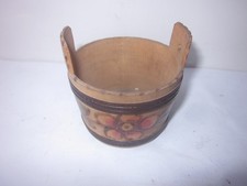 43450 Puppenbad Wanne Badewanne Holz Zuber Brandmalerei bathtub 7x7cm gut antik