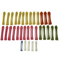 Vintage Hair Curlers Mixed Lot of 33 Plastic Snap On Yellow Pink Orange Green