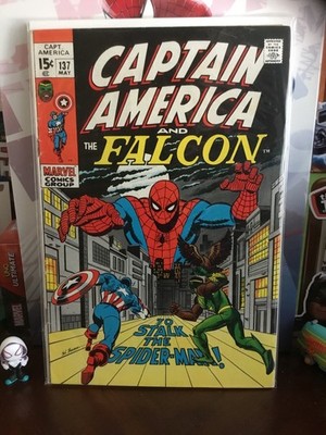 Captain America #137 FINE+ Key 1st Falcon Vs. Spiderman!! Sal Buscema Cover