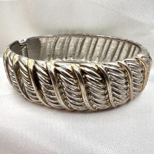 Vintage 80s Silver Tone Twisted Cable Bangle Bracelet Chunky Fashion Jewelry Y2K