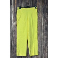 Alfred Dunner Women Yellow Pull-On Pants Size 10 Elastic Waist 30x27 High Rise