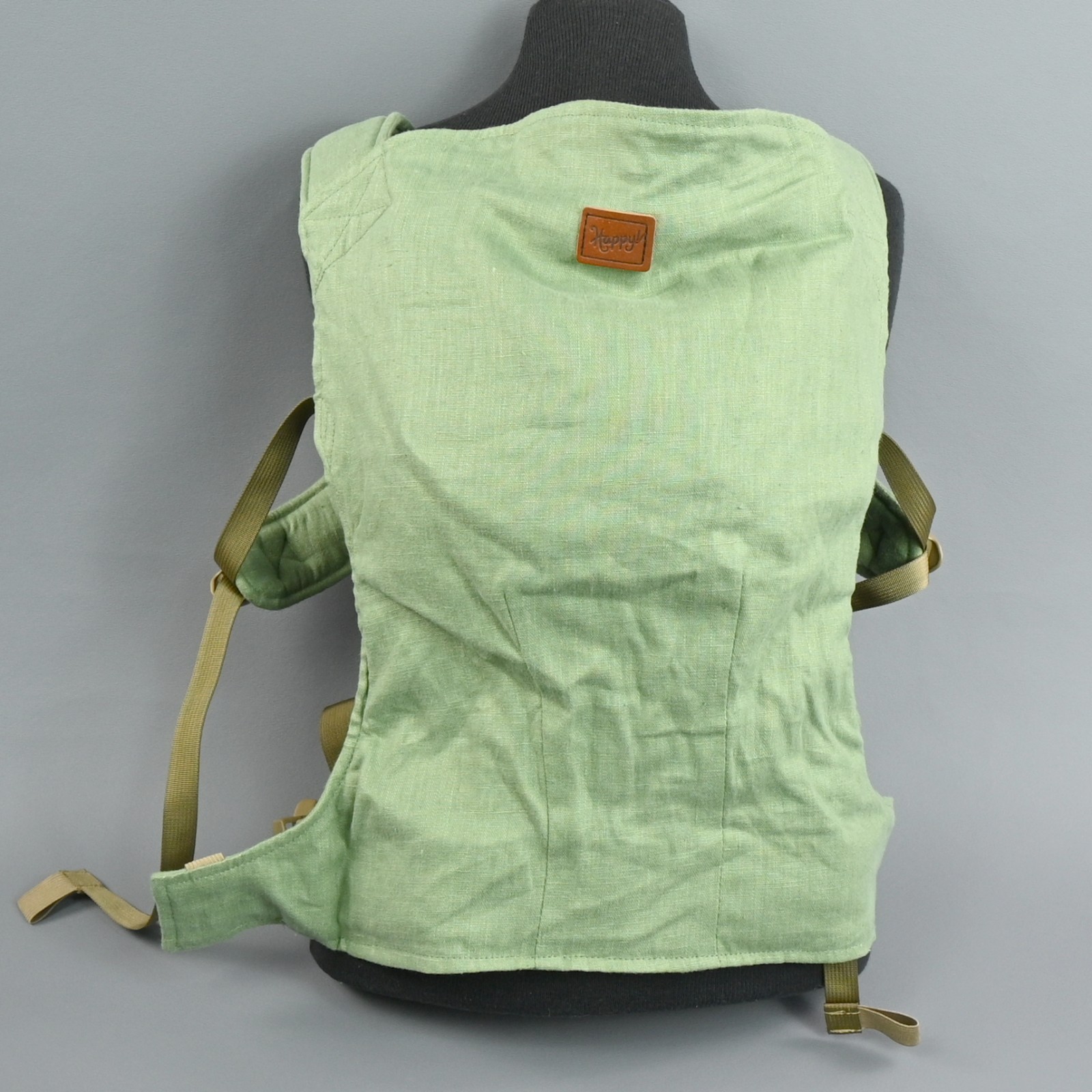 Happy Original Baby Carrier Green Linen Adjustable Front Bac