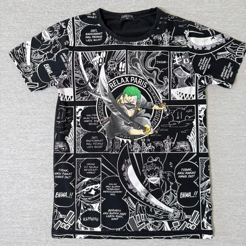 One Piece Roronoa Zoro Manga Graphic T-Shirt Black XL Anime Slim Fit - Picture 1 of 9