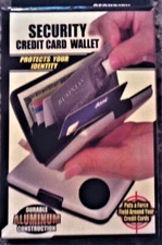 Security Credit Card Wallet w/ RFID Scanner Blocker Aluminum Construction Black