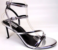 NEW Steve Madden Graceyn Ankle Strap Stiletto Sandals Women's Size 10.0 Silver