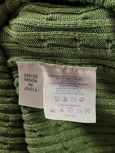 Lands End Juniors Size M 10-12 Color Green V Neck Long Sleeve Cable Knit Sweater - Picture 4 of 5