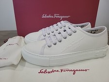 Zapatillas Salvatore Ferragamo Mujer Blanco Mediterráneo Corte Bajo 10 C Nuevas En Caja