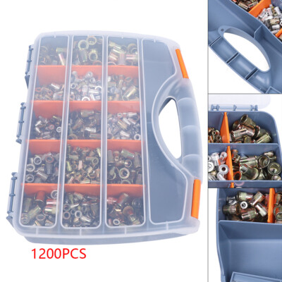 1200 Tlg Stahl Nietmutter-Sortiment Box Blindnietmuttern Satz Einnietmuttern Set