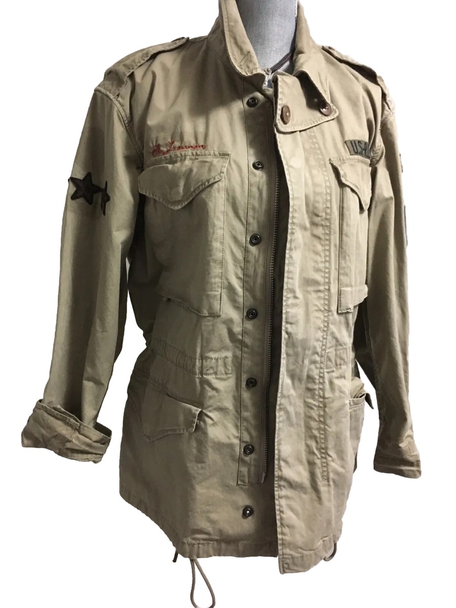 Polo Ralph Lauren Women Embroidered Combat Jacket Cotton Twill