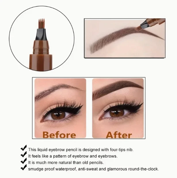 Microblading Tattoo Eyebrow Ink Pen Long Lasting Eye Brow Pencil 3D Fork Makeup - Image 3 of 4